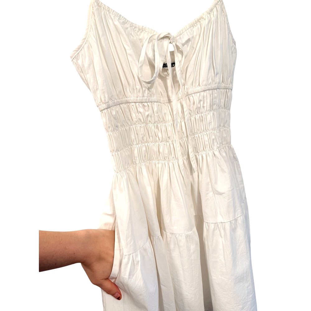 Ciao Lucia M Caserto White Cotton Mini Dress $345 Smocked Cottagecore Milkmaid - Picture 7 of 12